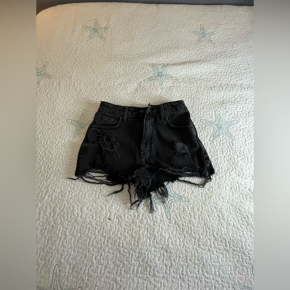 Forever 21 Distressed Black Denim Shorts
